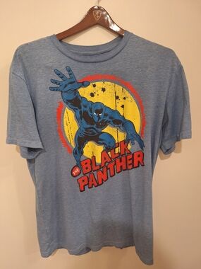 The Black Panther Graphic Tee - Blue with Yellow & Red Print